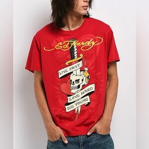Ed Hardy Red Skull Graphic Tee